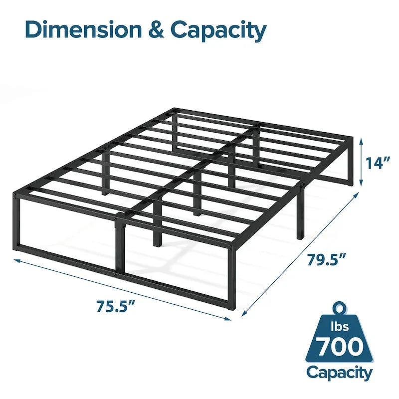 Priage by Zinus Black Metal 14-inch Platform Bed