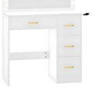 Moasis 35.4 Mirror Makeup Vanity Table with Stool and Light Bulb - 35.4L x 15.7W x 53.5H