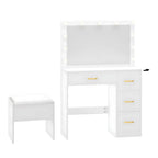 Moasis 35.4 Mirror Makeup Vanity Table with Stool and Light Bulb - 35.4L x 15.7W x 53.5H