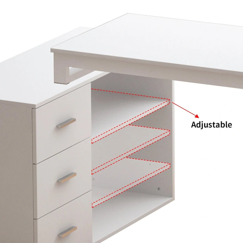 55.1W 41.3D Timechee L-Shape Executive Desk Workstation Computer