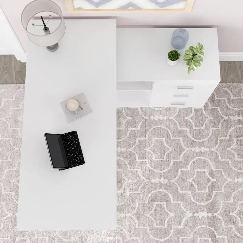 55.1W 41.3D Timechee L-Shape Executive Desk Workstation Computer