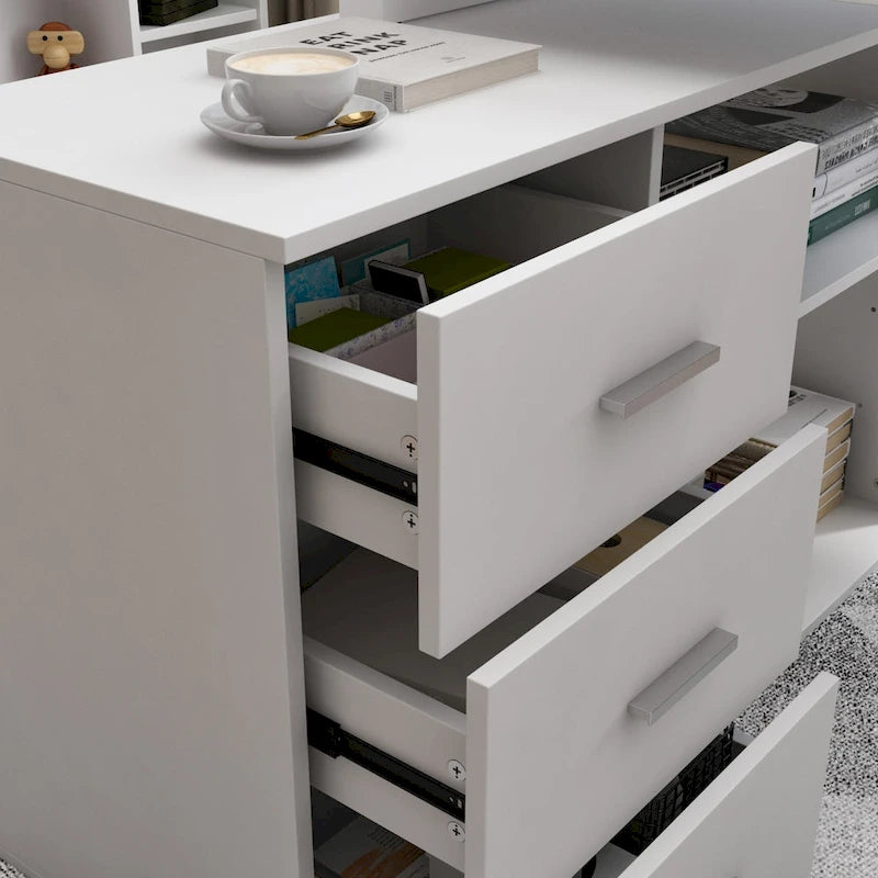 55.1W 41.3D Timechee L-Shape Executive Desk Workstation Computer