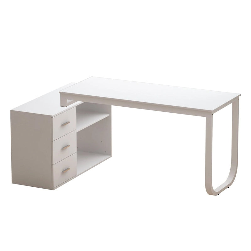 55.1W 41.3D Timechee L-Shape Executive Desk Workstation Computer