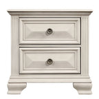 Roundhill Furniture Renova Distressed Parchment Wood Bedroom Set, Panel Bed, Dresser, Mirror, Nightstand