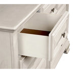 Roundhill Furniture Renova Distressed Parchment Wood Bedroom Set, Panel Bed, Dresser, Mirror, Nightstand