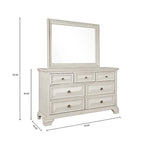 Roundhill Furniture Renova Distressed Parchment Wood Bedroom Set, Panel Bed, Dresser, Mirror, Nightstand