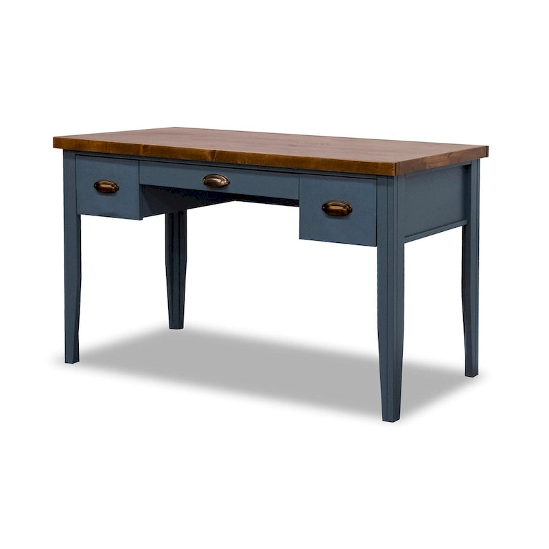 Bridgevine Home Nantucket 53 inch Writing Desk, No Assembly Required, Blue Denim and Whiskey Finish