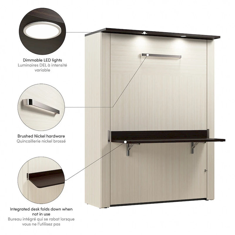 Lumina 61W Full Murphy Bed with Desk by Bestar
