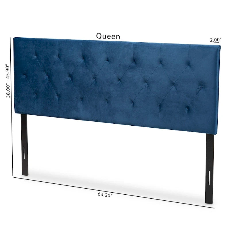 Felix Modern and Contemporary Velvet Upholstered Headboard-Navy Blue