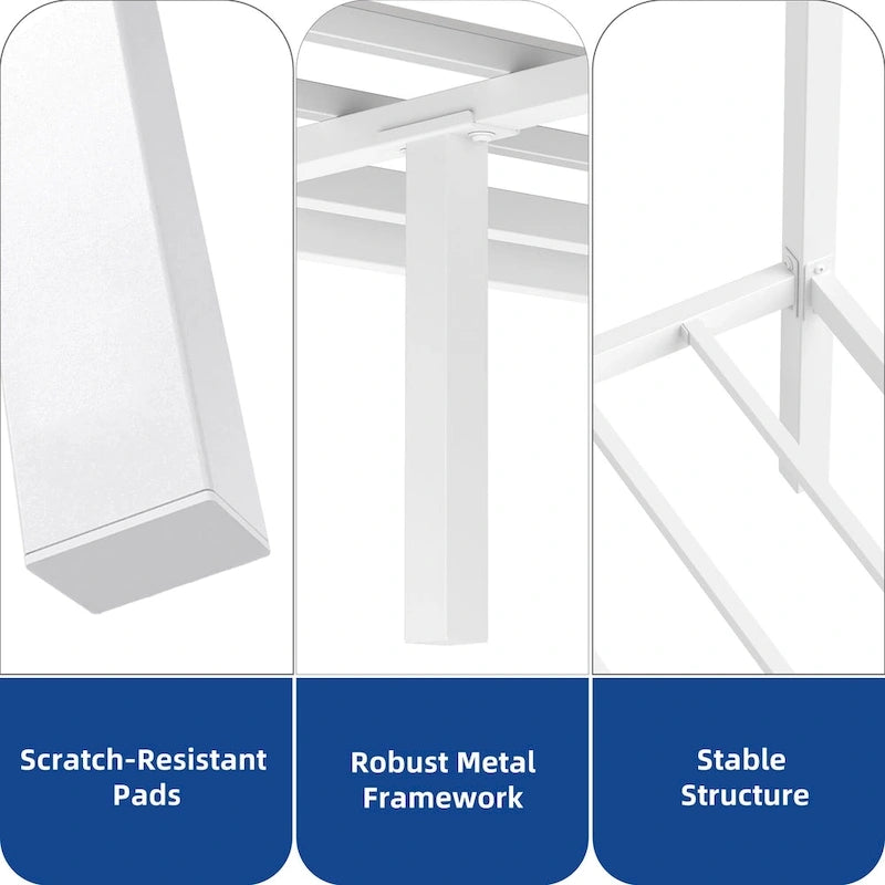 King White Metal Canopy Platform Bed Frame