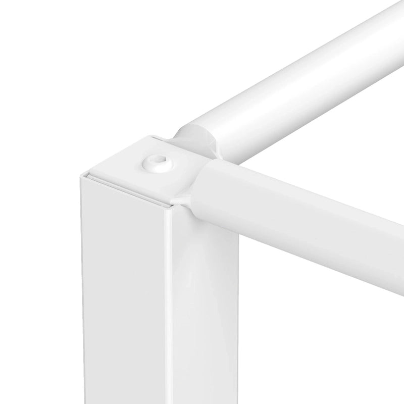 King White Metal Canopy Platform Bed Frame