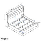 Roundhill Furniture Fentina 3-Piece Upholstered Bedroom Set Tufted Wingback Bed with Two Nightstands