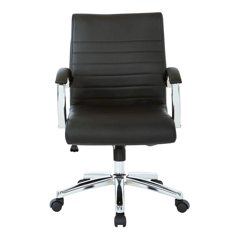 Executive Low Back Faux Leather Chair with Chrome Arms and Base - single