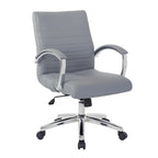 Executive Low Back Faux Leather Chair with Chrome Arms and Base - single