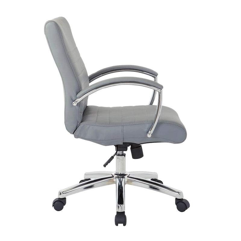 Executive Low Back Faux Leather Chair with Chrome Arms and Base - single