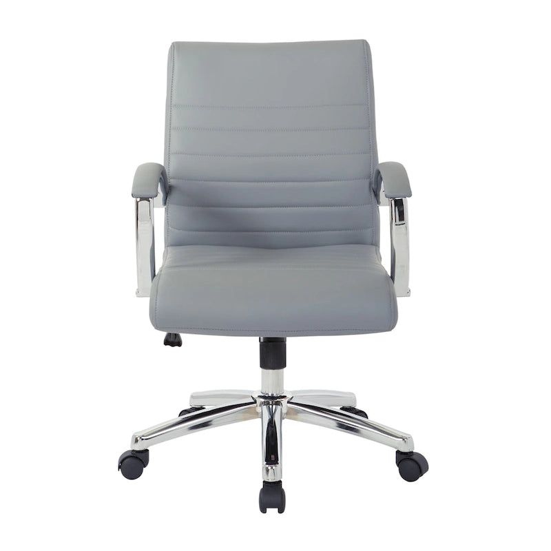 Executive Low Back Faux Leather Chair with Chrome Arms and Base - single