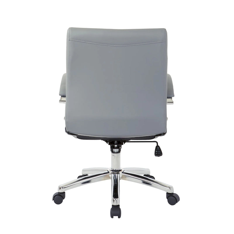 Executive Low Back Faux Leather Chair with Chrome Arms and Base - single
