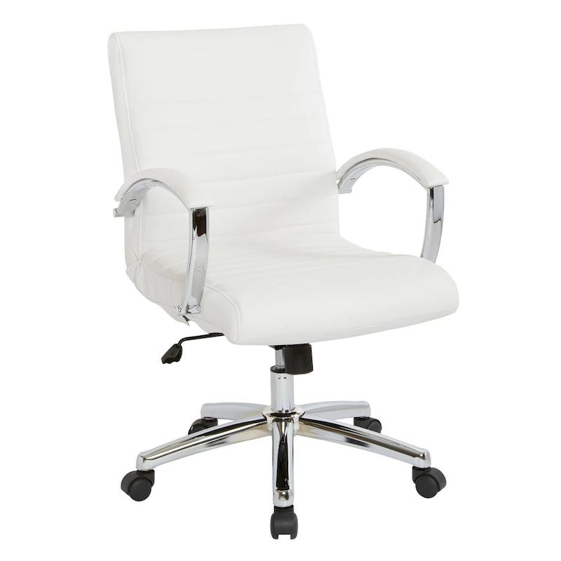 Executive Low Back Faux Leather Chair with Chrome Arms and Base - single