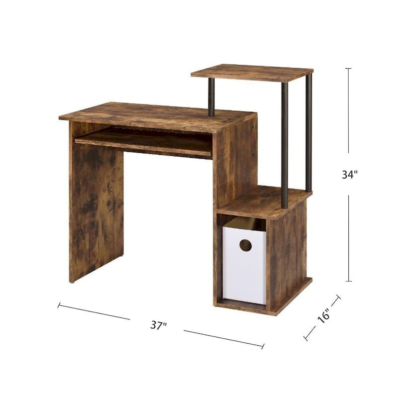 Wooden Computer Desk with Keyboard Tray