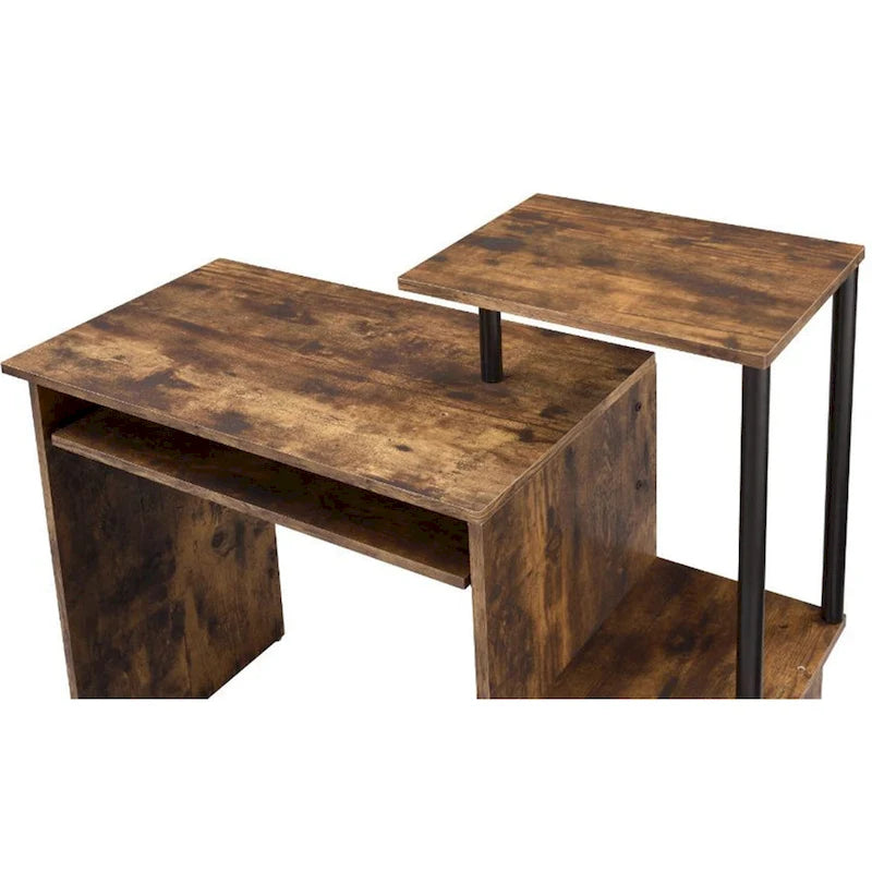 Wooden Computer Desk with Keyboard Tray