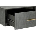 Modrest Manchester Contemporary Platform Dark Grey Bed with Two Nightstands
