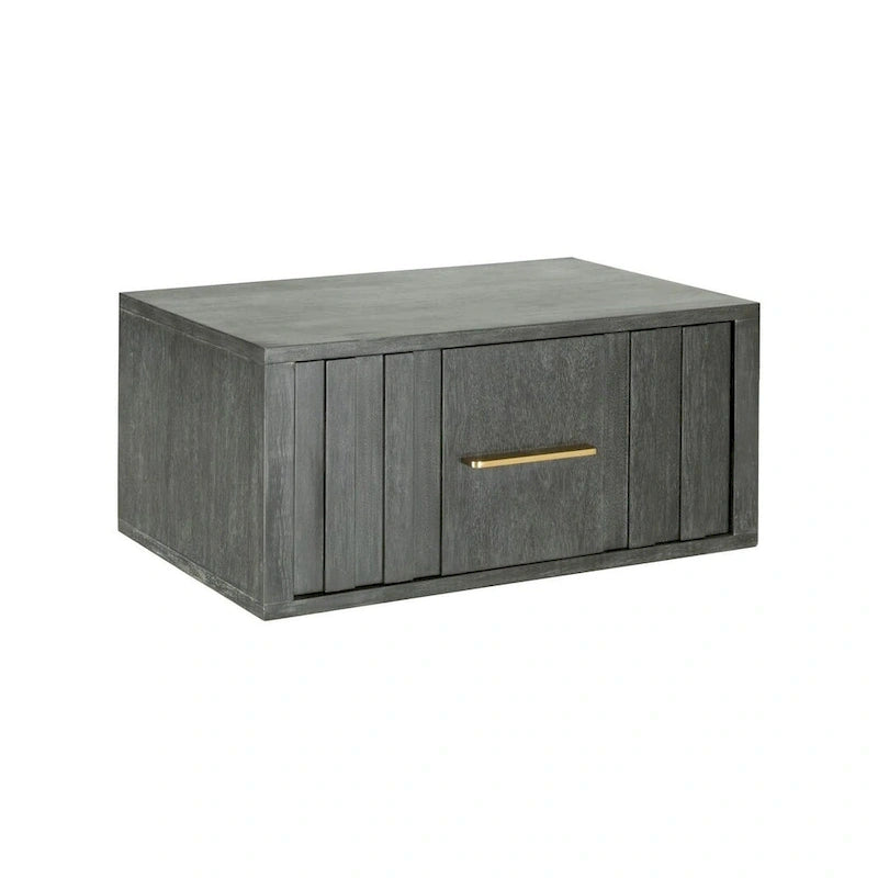 Modrest Manchester Contemporary Platform Dark Grey Bed with Two Nightstands