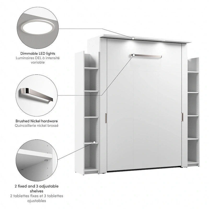 Lumina Full Murphy Bed with Shelves (81W) by Bestar