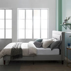 Priage by Zinus Grey Sand Upholstered Beige Button-tufted Premium Platform Bed