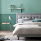 Priage by Zinus Grey Sand Upholstered Beige Button-tufted Premium Platform Bed