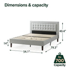 Priage by Zinus Grey Sand Upholstered Beige Button-tufted Premium Platform Bed