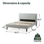 Priage by Zinus Grey Sand Upholstered Beige Button-tufted Premium Platform Bed