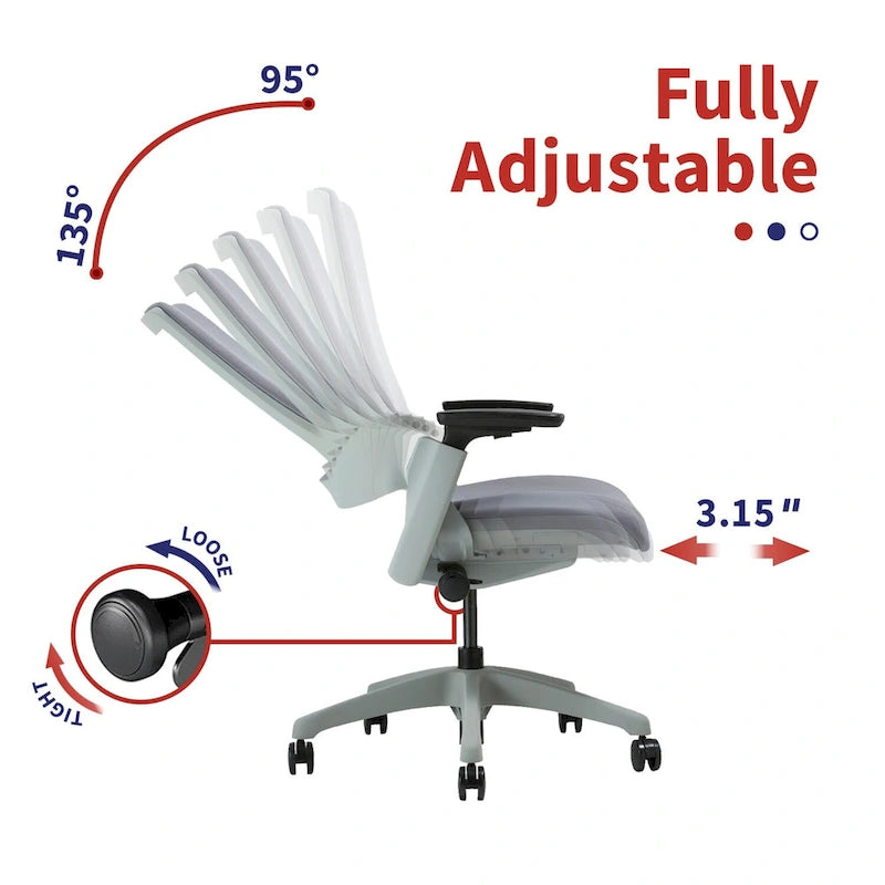 Furniture of America Hudson Modern Grey ANSI-BIFMA Certified Fabric Height Adjustable Office Desk Chair