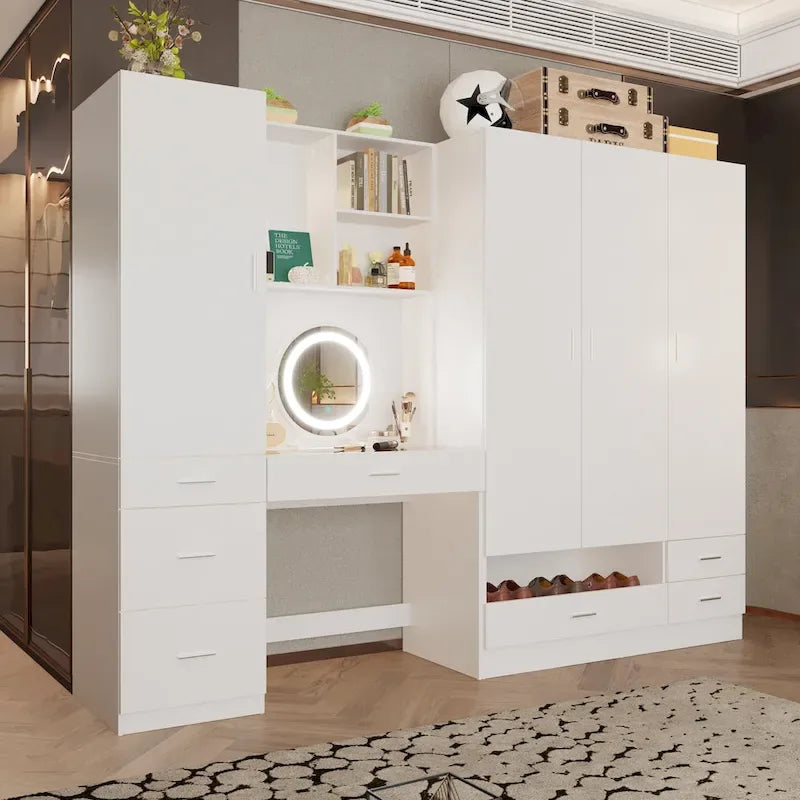 Armoires Storage Solution Convertible Wardrobe Organizer Mirror Vanity