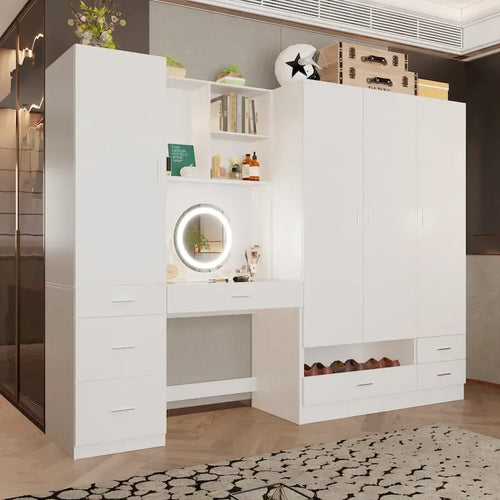 Armoires Storage Solution Convertible Wardrobe Organizer Mirror Vanity
