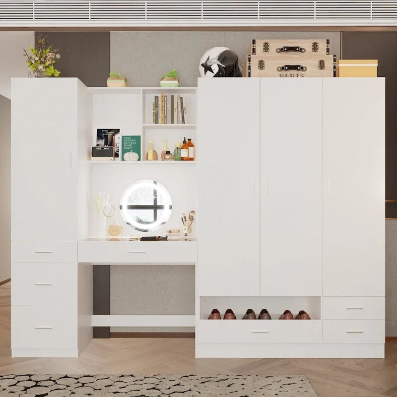 Armoires Storage Solution Convertible Wardrobe Organizer Mirror Vanity