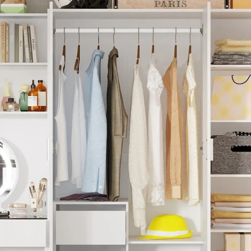 Armoires Storage Solution Convertible Wardrobe Organizer Mirror Vanity