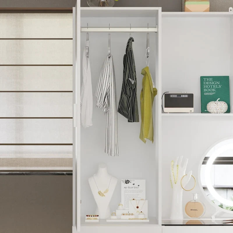 Armoires Storage Solution Convertible Wardrobe Organizer Mirror Vanity