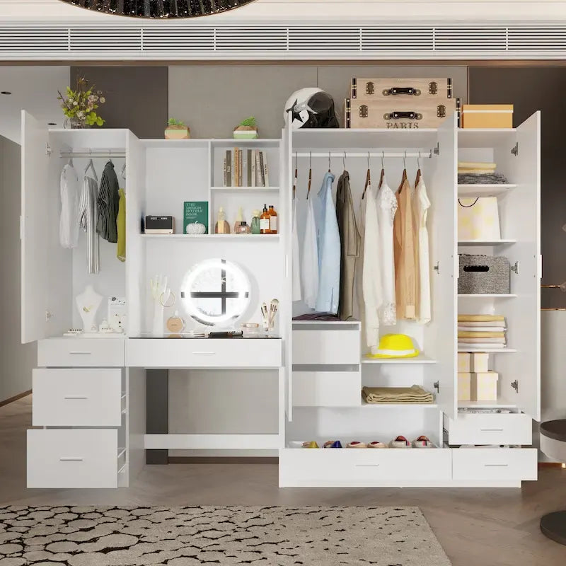 Armoires Storage Solution Convertible Wardrobe Organizer Mirror Vanity