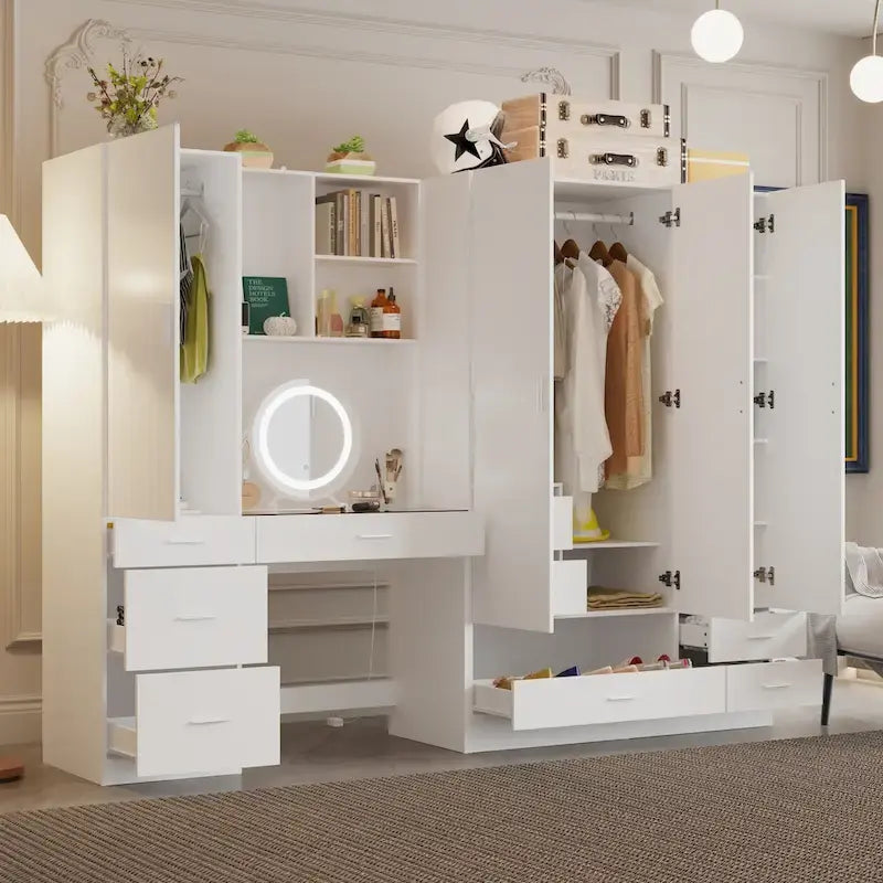 Armoires Storage Solution Convertible Wardrobe Organizer Mirror Vanity