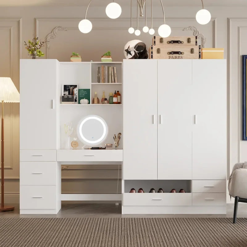 Armoires Storage Solution Convertible Wardrobe Organizer Mirror Vanity