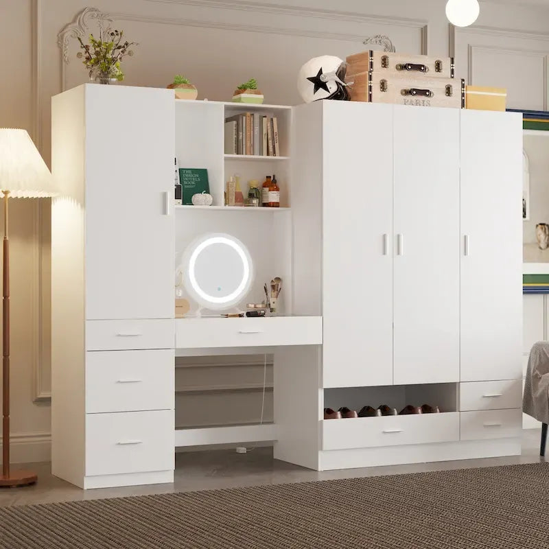 Armoires Storage Solution Convertible Wardrobe Organizer Mirror Vanity