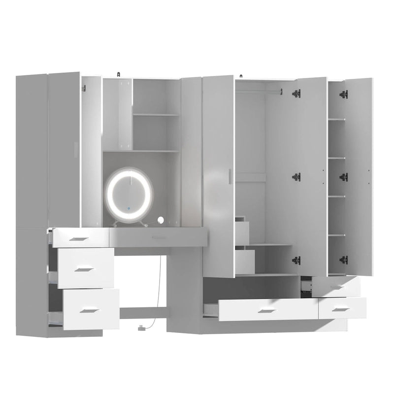 Armoires Storage Solution Convertible Wardrobe Organizer Mirror Vanity