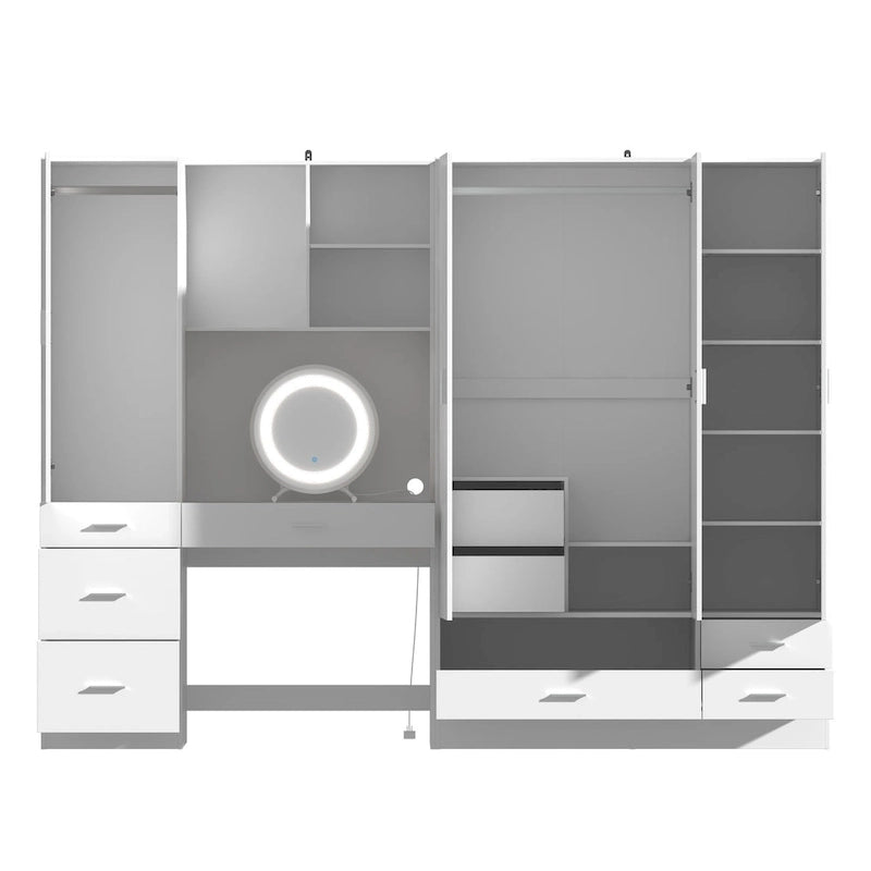Armoires Storage Solution Convertible Wardrobe Organizer Mirror Vanity