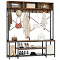 Moasis Industrial Entryway Bench with Coat Rack, 5-in-1 Hall Tree with Shoes Storage