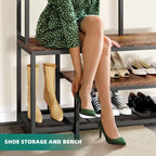 Moasis Industrial Entryway Bench with Coat Rack, 5-in-1 Hall Tree with Shoes Storage