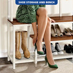 Moasis Industrial Entryway Bench with Coat Rack, 5-in-1 Hall Tree with Shoes Storage