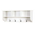 Wall Mounted Coat Rack W/ 4 Dual Hooks, Wood Storage Shelf Small Space