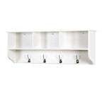 Wall Mounted Coat Rack W/ 4 Dual Hooks, Wood Storage Shelf Small Space