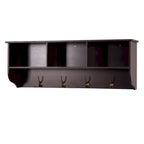 Wall Mounted Coat Rack W/ 4 Dual Hooks, Wood Storage Shelf Small Space