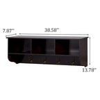 Wall Mounted Coat Rack W/ 4 Dual Hooks, Wood Storage Shelf Small Space